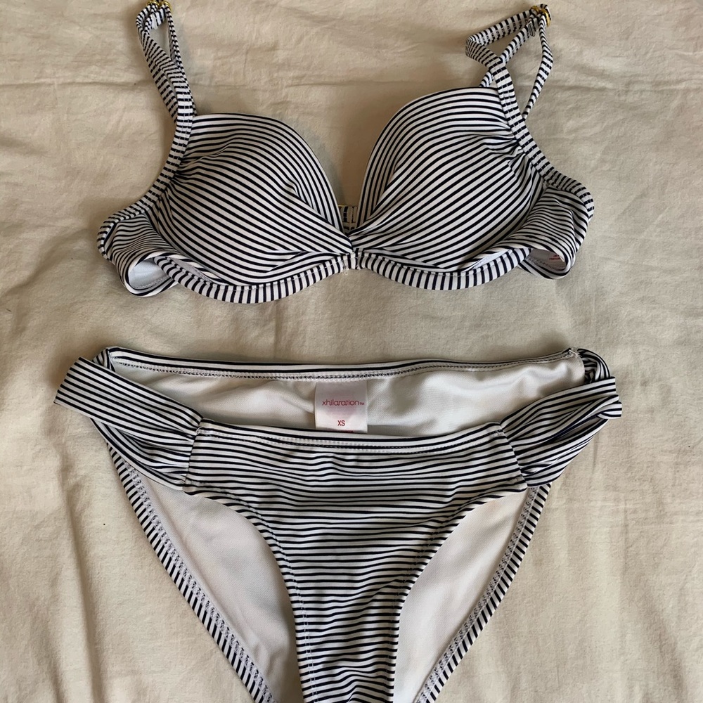Navy striped bikini
